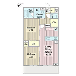 グラングレース調布 2LDKの間取図画像