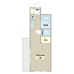 アムールビル ワンルームの間取図画像