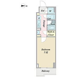 ザ・パールレジデンス下馬倶楽部 7階1Kの間取り