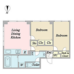 コルティーレ目黒大岡山 2LDKの間取図画像