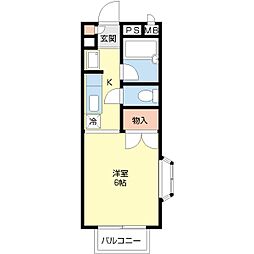 マリフルーレ 2階1Kの間取り