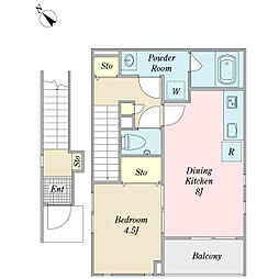 クレアール六番館 1DKの間取図画像
