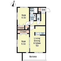ボン・シック成田 2LDKの間取図画像