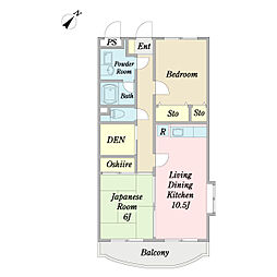 セルネKAI 2LDKの間取図画像