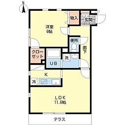 クラヴィーア 1LDKの間取図画像