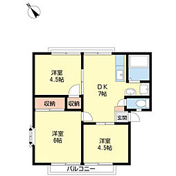 マエアラクヒルズ 3DKの間取図画像
