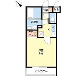 フリーゼ 1Kの間取図画像