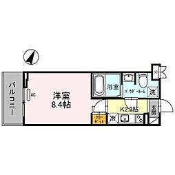 Ｌａｕｌｅ’ａ越谷 5階1Kの間取り