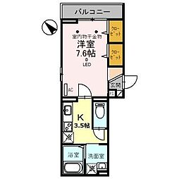 Ｔスクエア越ヶ谷 2階1Kの間取り