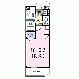 プリムローズ2 ワンルームの間取図画像