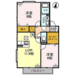 グリーンフィールズA 2LDKの間取図画像