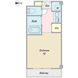 南越谷コート 1Kの間取図画像
