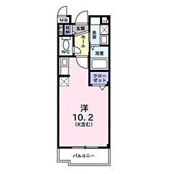 プリムローズ2 ワンルームの間取図画像