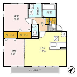 リビングタウン北越谷A 2LDKの間取図画像