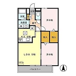 ロイヤルハーモニー 2LDKの間取図画像