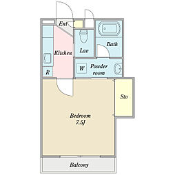 サンセール 1Kの間取図画像