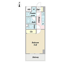 フラワーズドリーム 3階1Kの間取り