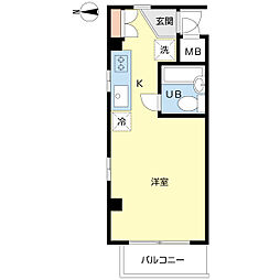 ユニオンコーポI 3階ワンルームの間取り