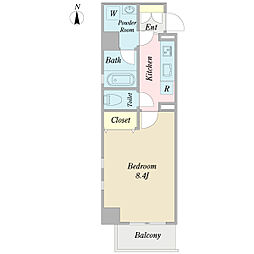 フラワーズドリーム 3階1Kの間取り