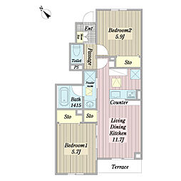 ビーグランツ2 2LDKの間取図画像