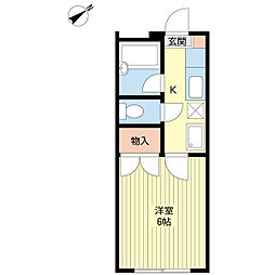 グランデシーノA 1Kの間取図画像