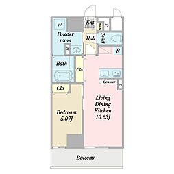 アヴニール習志野 1LDKの間取図画像