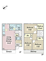グリシーヌ ヴィラIII 3LDKの間取図画像