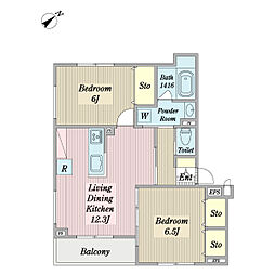 トレポンテ・テソーロ 2LDKの間取図画像