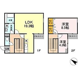 ビラデステ・中台 2LDKの間取図画像