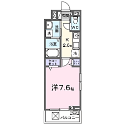 ヒカルサふじみ野上福岡 1Kの間取図画像