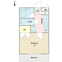 ラクセル壱番館 1Kの間取図画像