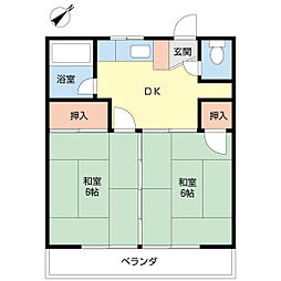 新井ハイツ 2DKの間取図画像
