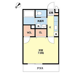 デンテ・ディ・レオーネ 1Kの間取図画像