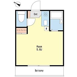 スカイデュオ中野坂上 3階ワンルームの間取り