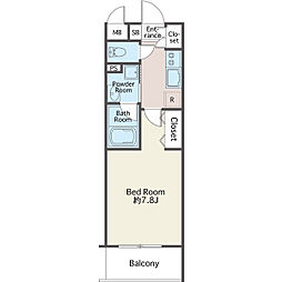BLESS中野哲学堂East 1Kの間取図画像
