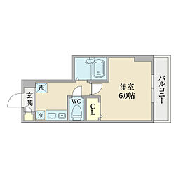 エルハピネス 1Kの間取図画像