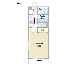 キルフェボン 1Kの間取図画像