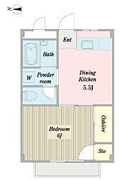 ハイマート泉 1DKの間取図画像