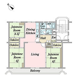 検見川ガーデンハイツ3棟 3LDKの間取図画像