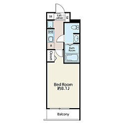 レイ市ヶ谷 1Kの間取図画像