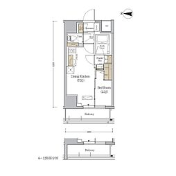 アーバネックス森下ＷＥＳＴ 3階1DKの間取り