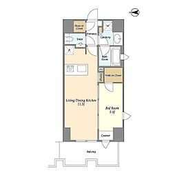 リバーレ麻布十番 6階1LDKの間取り