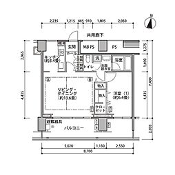東雲キャナルコートＣＯＤＡＮ17号棟 9階1LDKの間取り