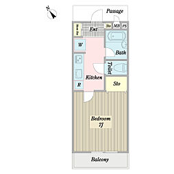 サンセリオ平井 1階1Kの間取り