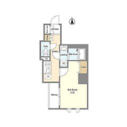 グランカーサ綾瀬 2階1Kの間取り