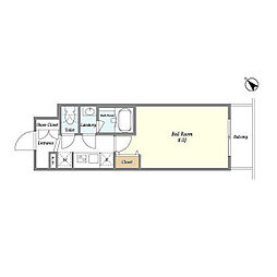 ライトテラス蔵前 5階1Kの間取り