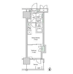ブルックサイドレジデンス木場 211 2階1DKの間取り