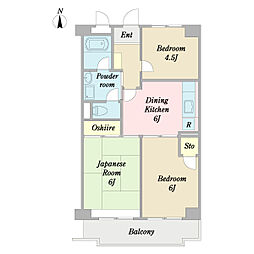 アミーパレス山内 3DKの間取図画像