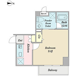 Y'sCastleKameido 1Kの間取図画像