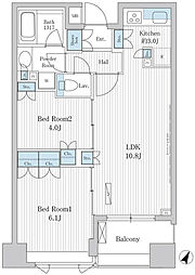 コクヨーレ日本橋 2LDKの間取図画像